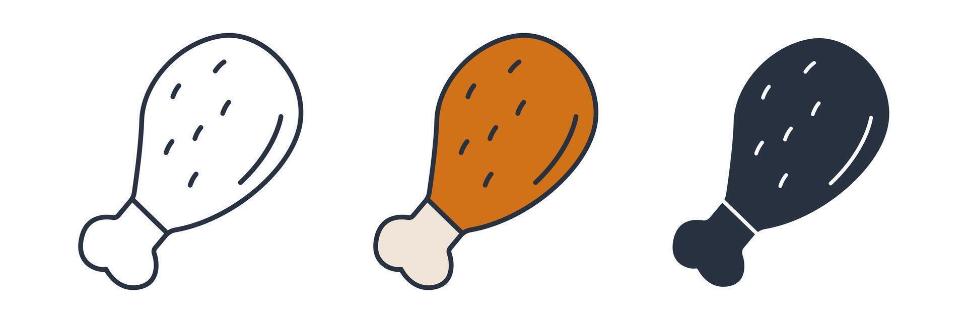 cooked chicken drumstick Icon symbol illustration isolated on white background vector