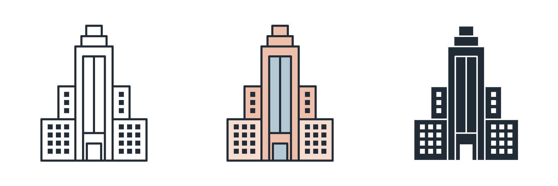 Skycraper building Icon symbol illustration isolated on white background vector