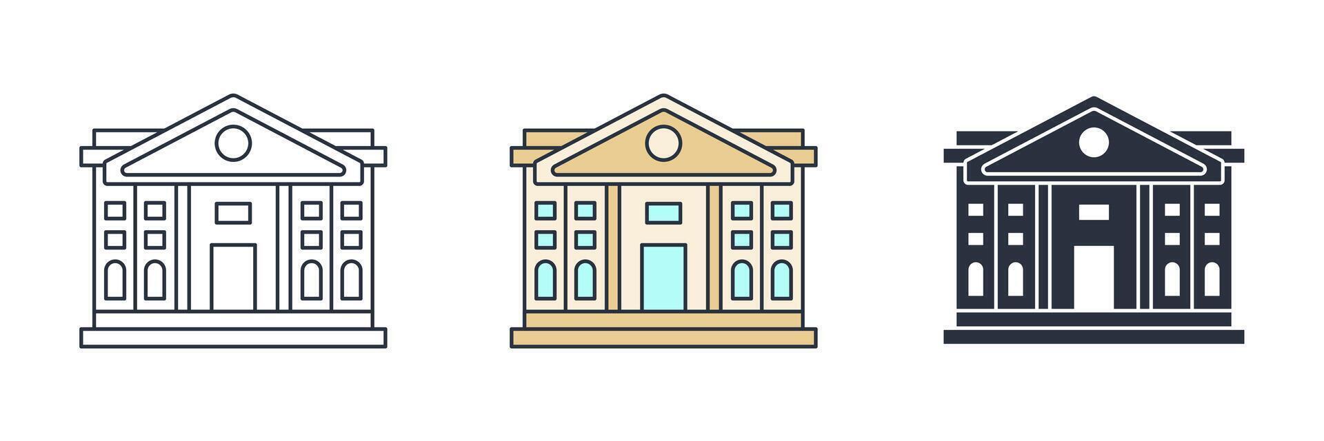 Bank Building Icon symbol illustration isolated on white background vector