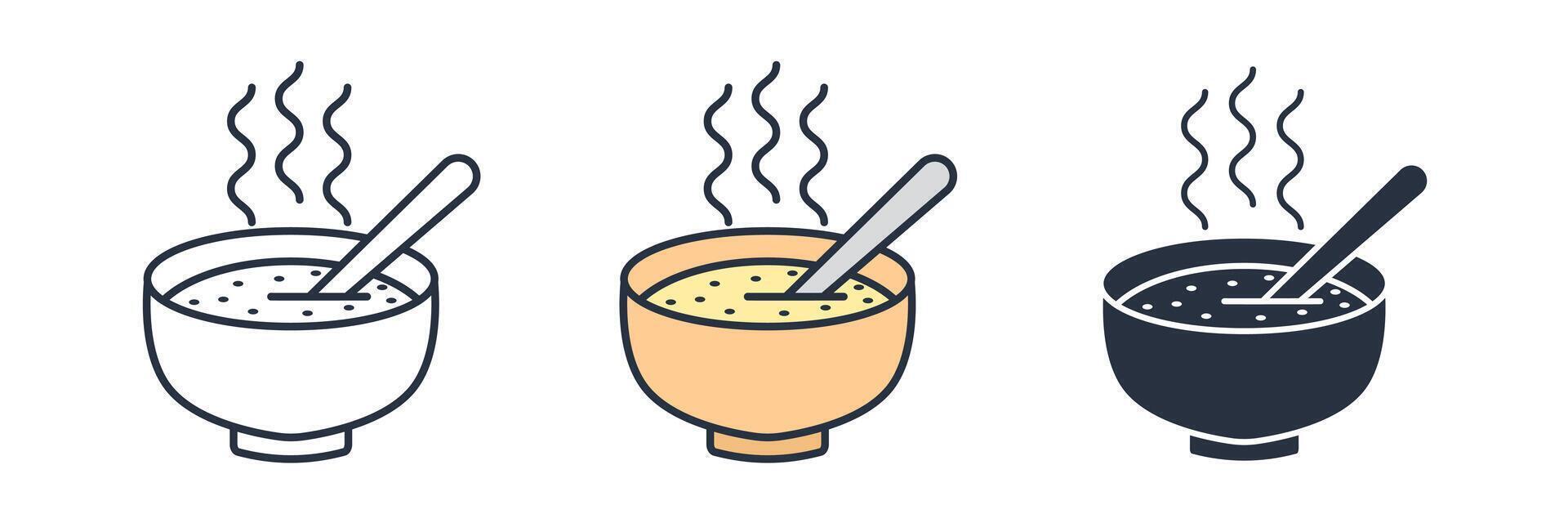 bowl of soup with a spoon Icon symbol illustration isolated on white background vector