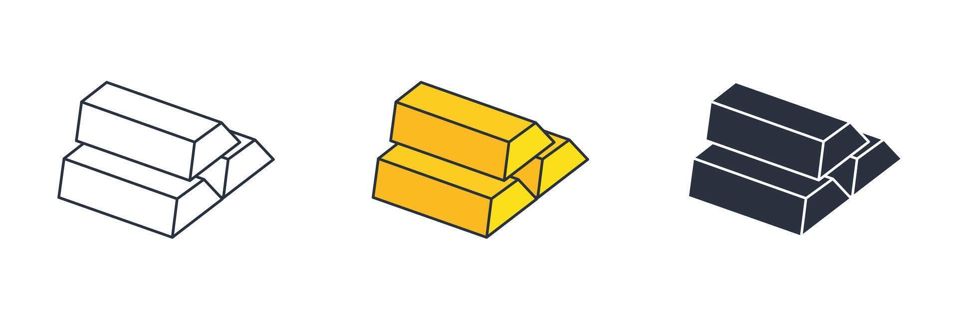 Gold Bar Icon symbol illustration isolated on white background vector