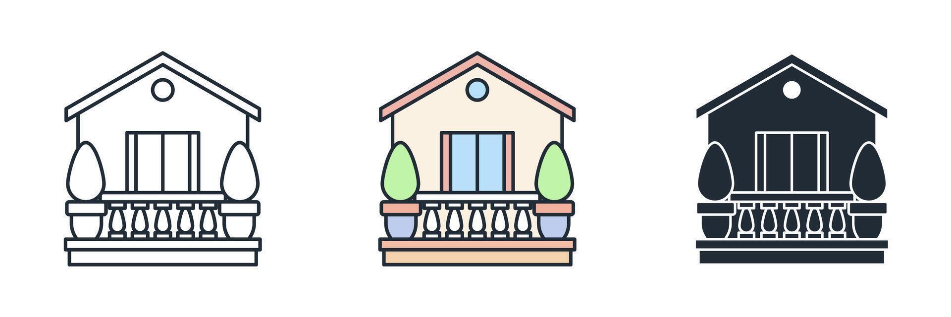 Balcony building Icon symbol illustration isolated on white background vector
