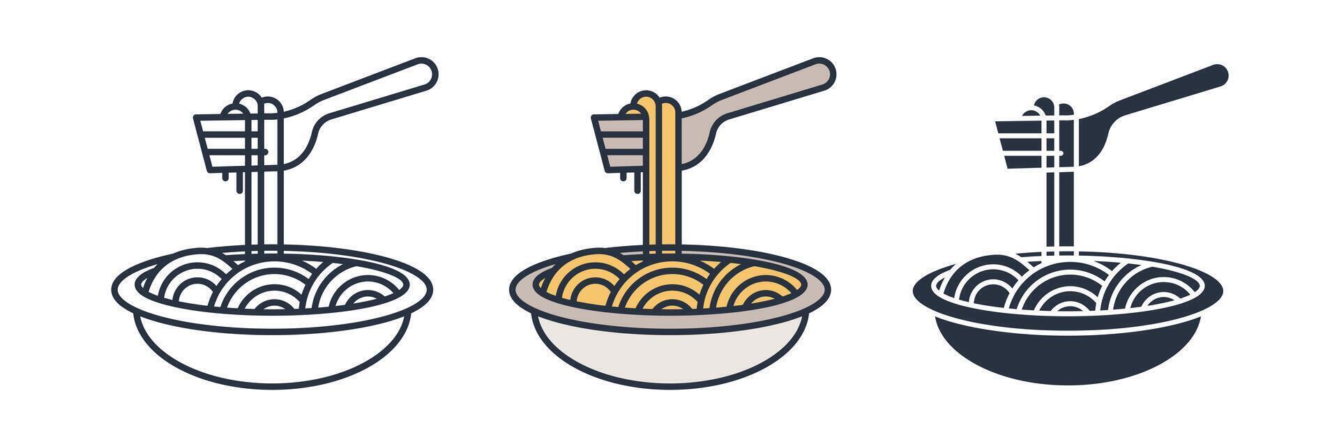 plate of spaghetti Icon symbol illustration isolated on white background vector