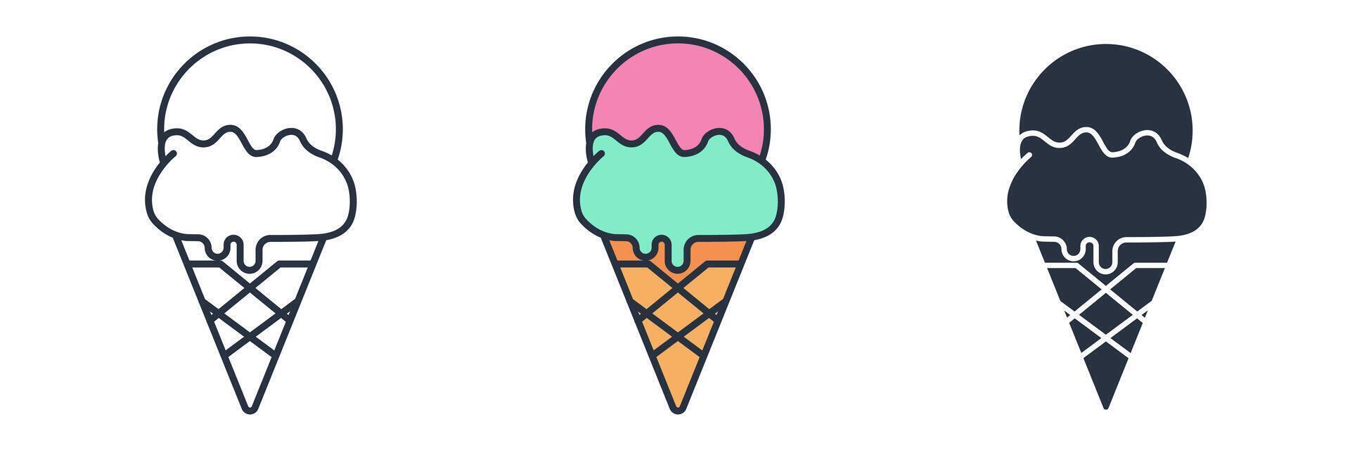 ice cream cone Icon symbol illustration isolated on white background vector