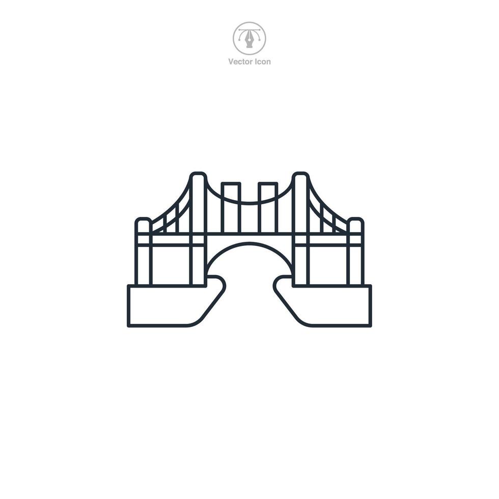 bridge building Icon symbol illustration isolated on white background vector