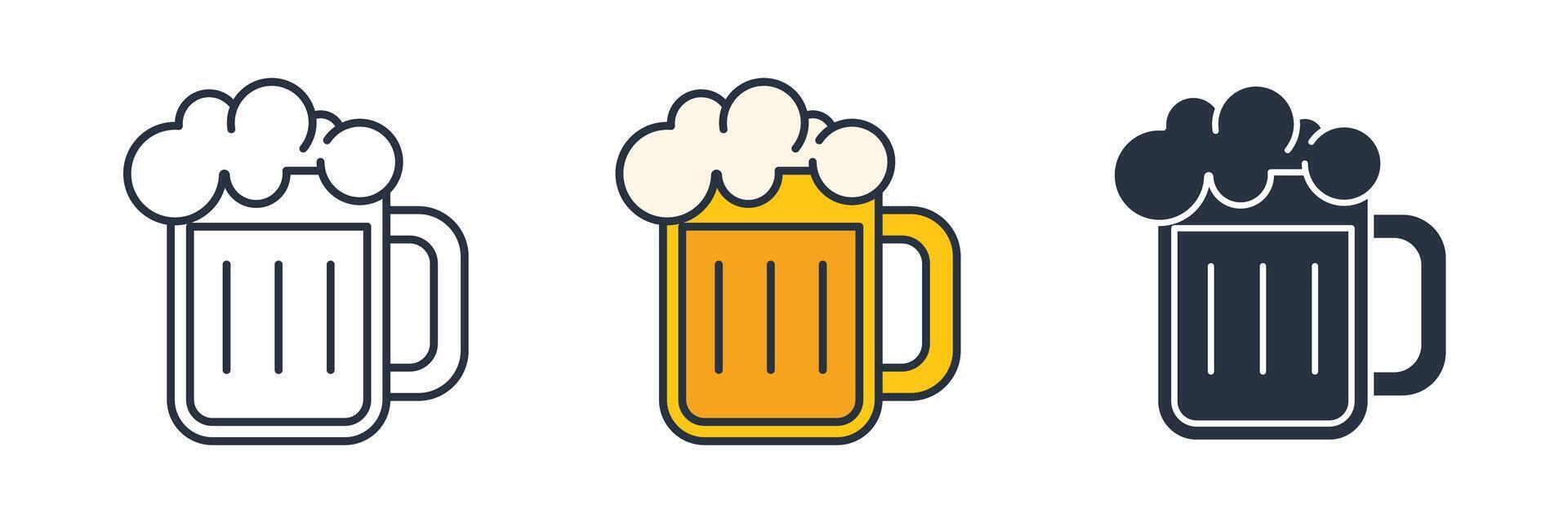 beer mug with frothy beer Icon symbol illustration isolated on white background vector