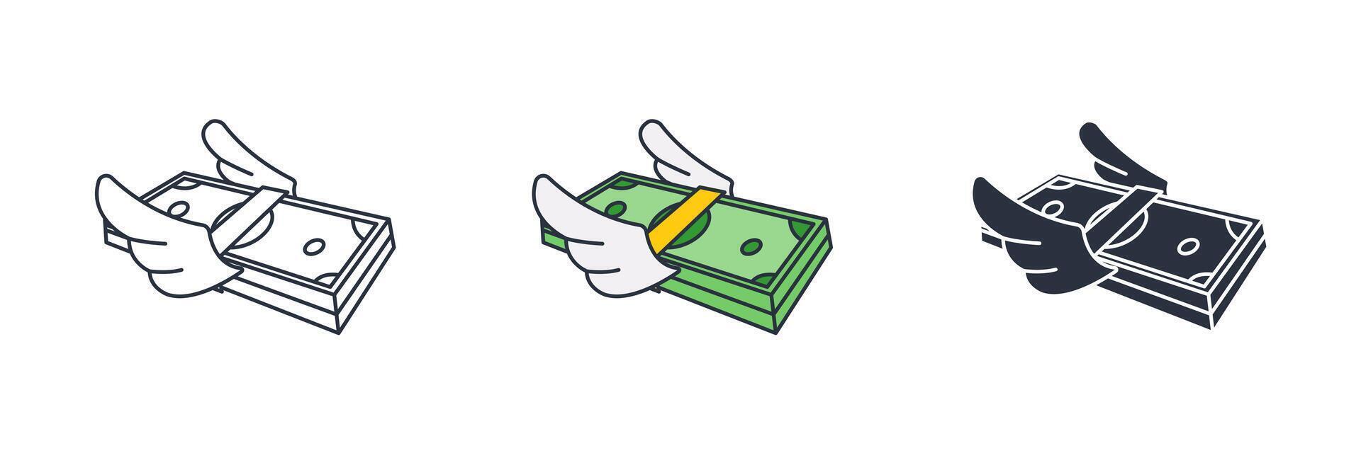 Money with wings Icon symbol illustration isolated on white background vector