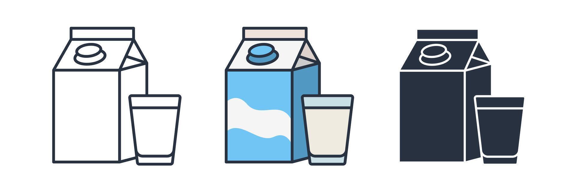 milk carton with a glass of milk Icon symbol illustration isolated on white background vector