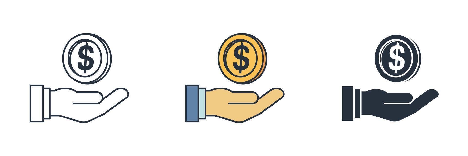 save money, Dollar in hand Icon. Business Financial theme symbol illustration isolated on white background vector