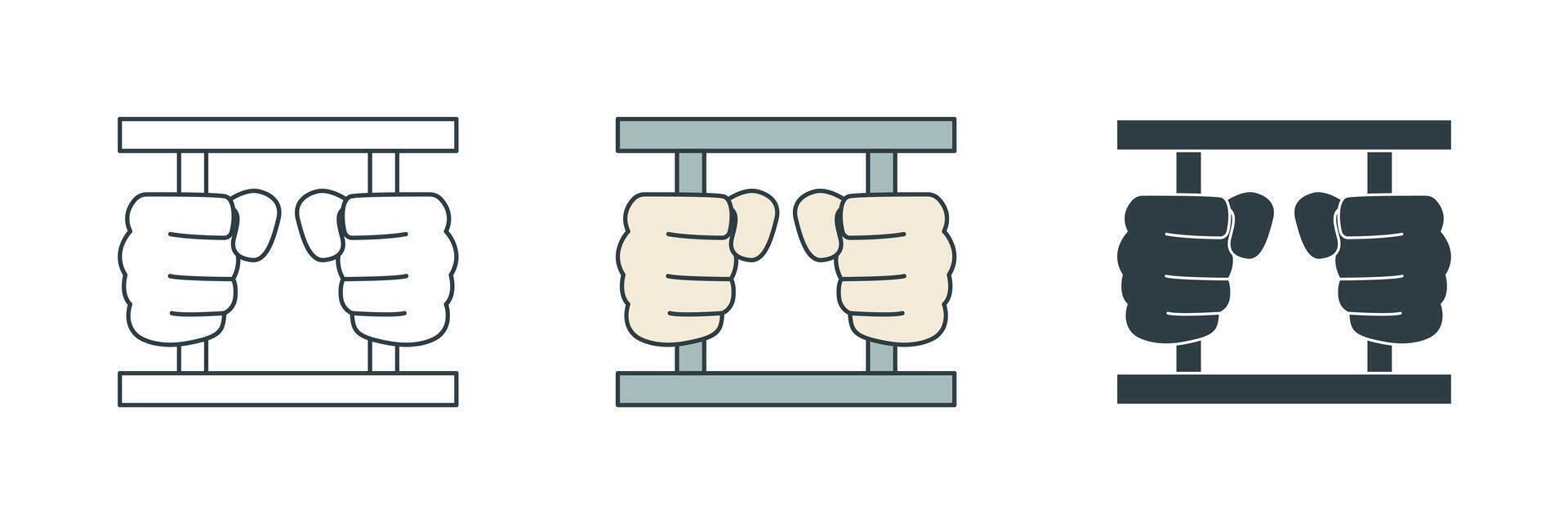 Hands holding prison Icon symbol illustration isolated on white background vector