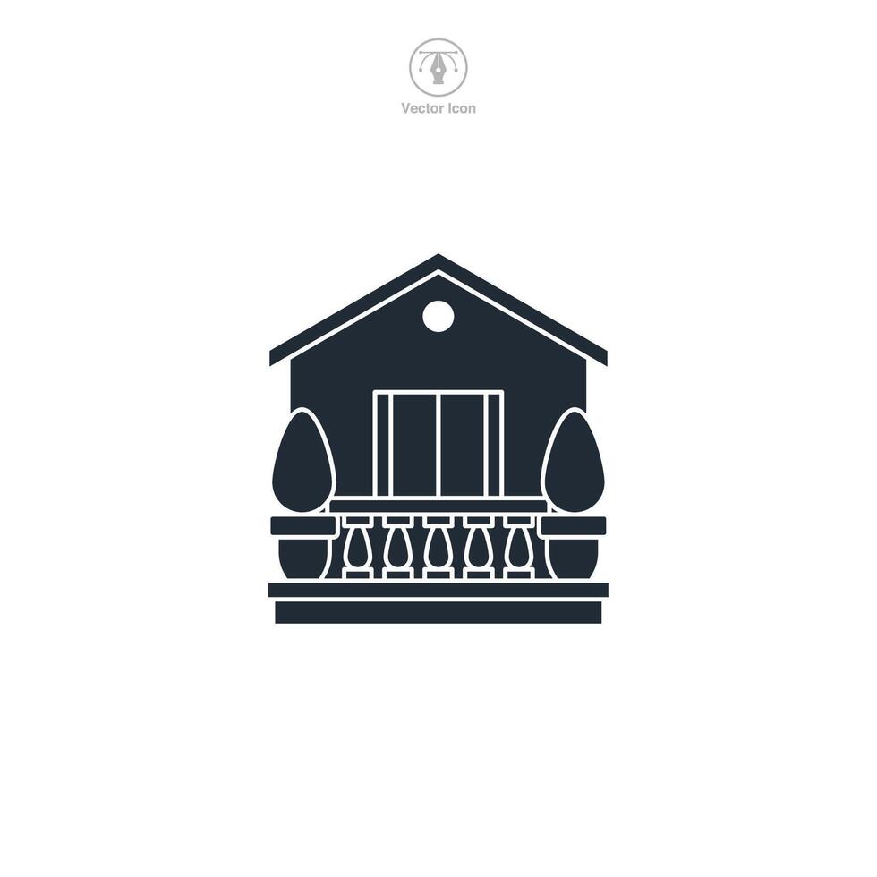 Balcony building Icon symbol illustration isolated on white background vector