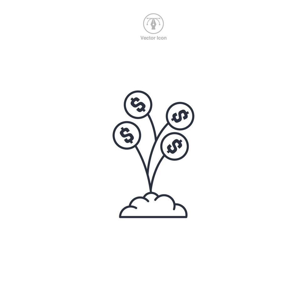 Investment, flower with dollar sign Icon theme symbol illustration isolated on white background vector