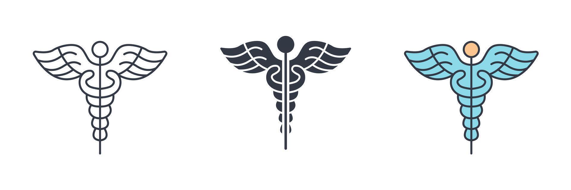 Medical Snake Caduceus Icon symbol illustration isolated on white background vector