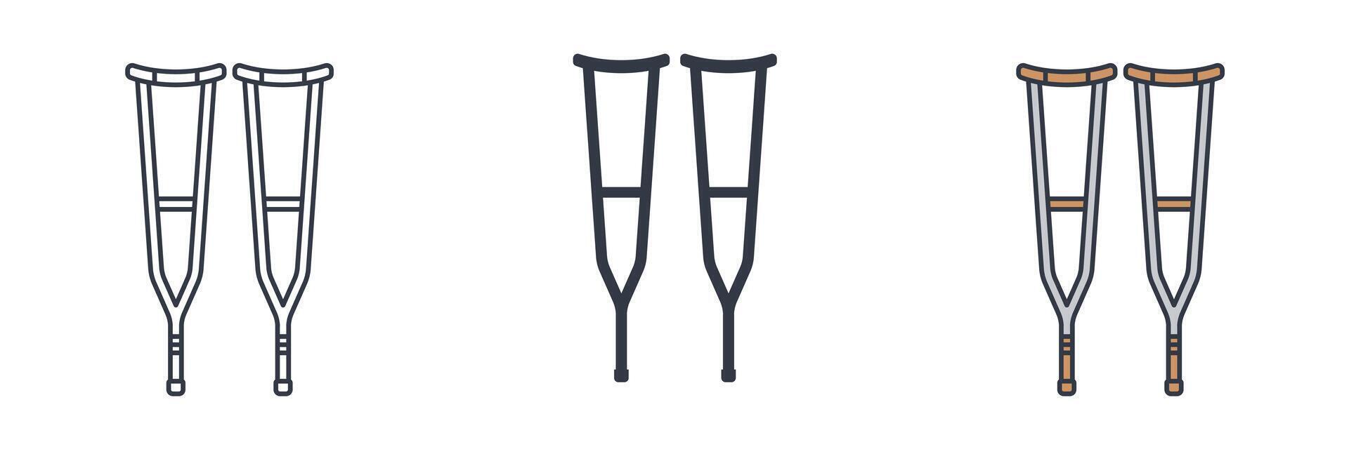 Crutches Icon symbol illustration isolated on white background vector