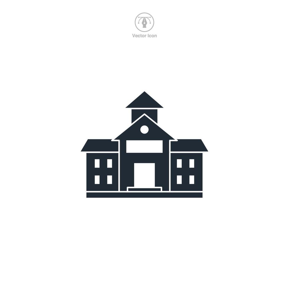 School building Icon symbol illustration isolated on white background vector