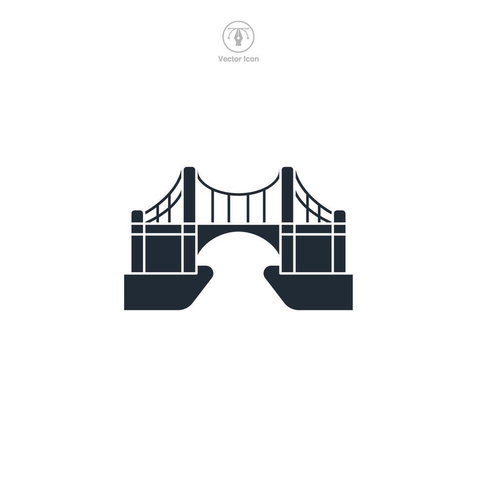 bridge building Icon symbol illustration isolated on white background vector