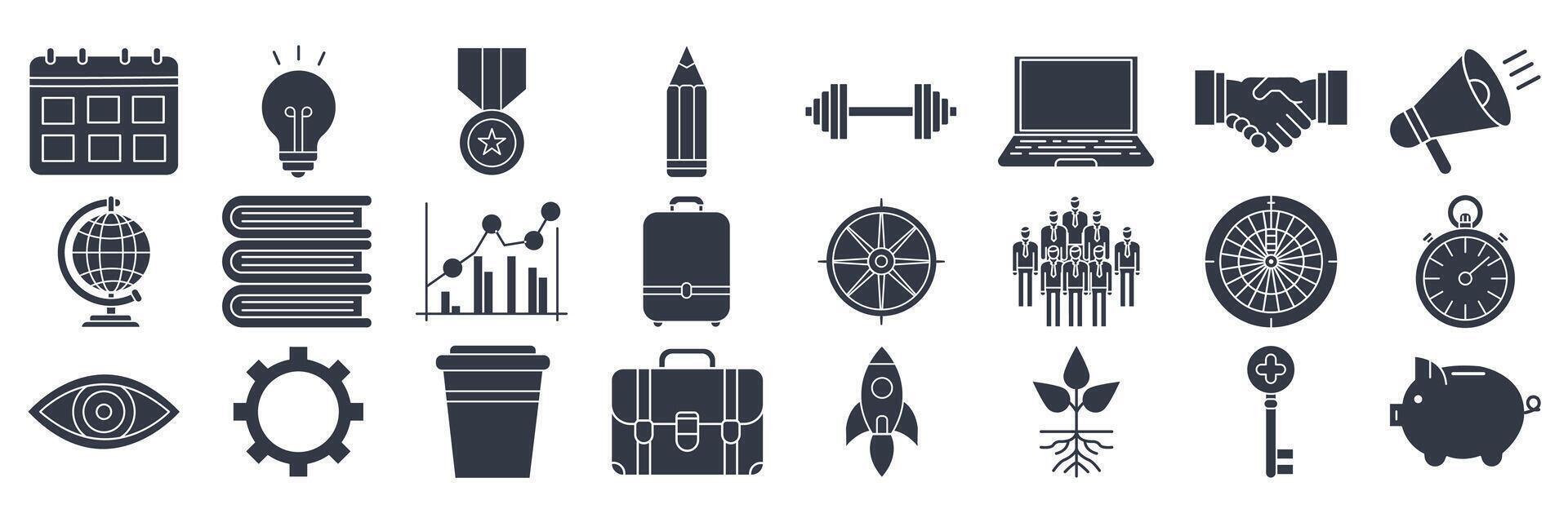startup icons set, Included icons as Light Bulb, Coffee Cup, Handshake, Suitcase and more symbols collection, logo isolated illustration vector