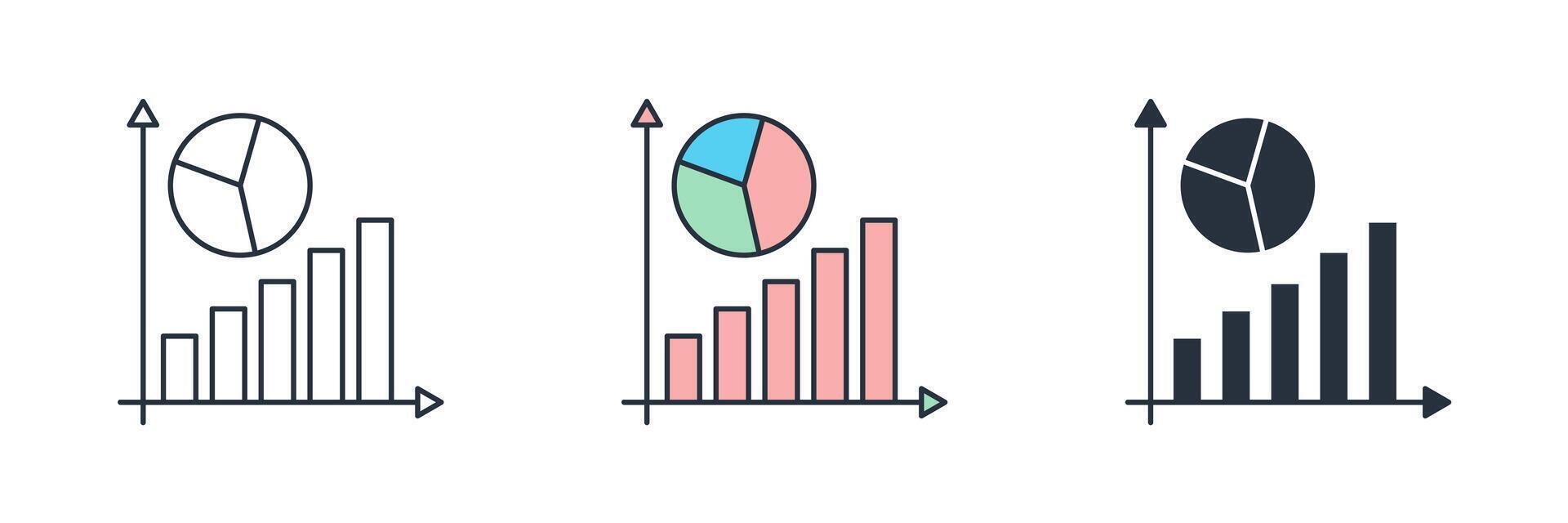 Graphs and charts Icon. Business Financial theme symbol illustration isolated on white background vector