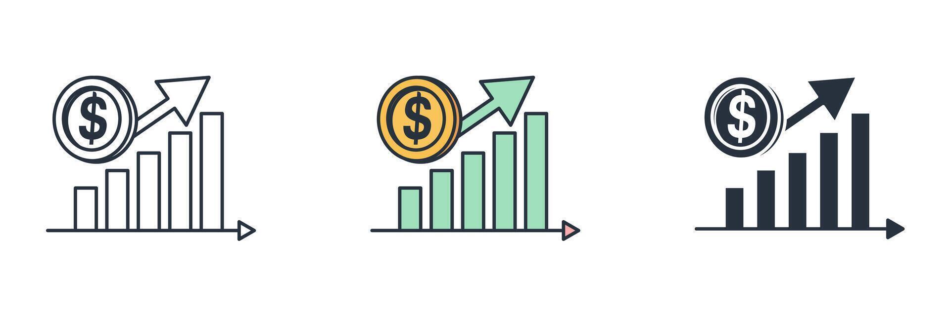 increase money growth Icon. Business Financial theme symbol illustration isolated on white background vector