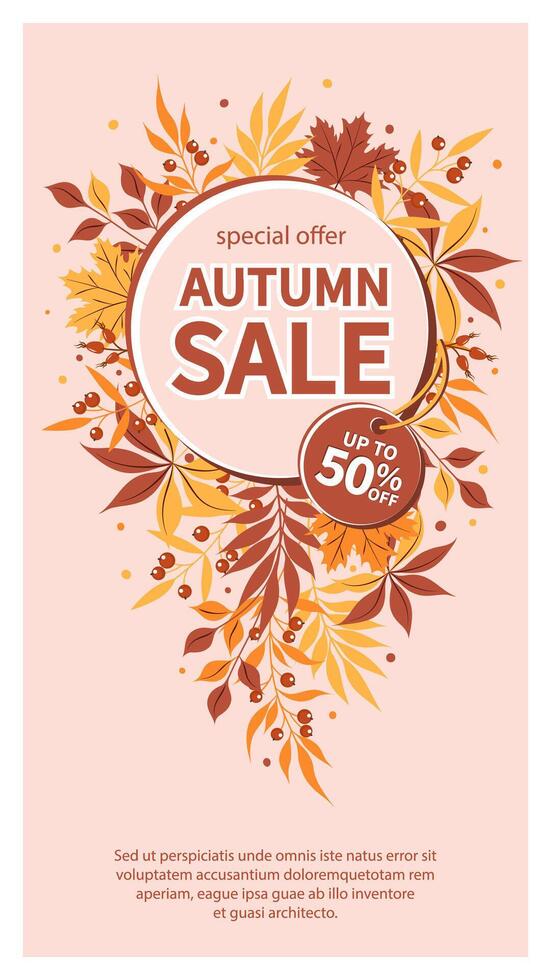 Autumn sale. Suitable for marketing promotions, social networks stories, post and web internet ads. vector