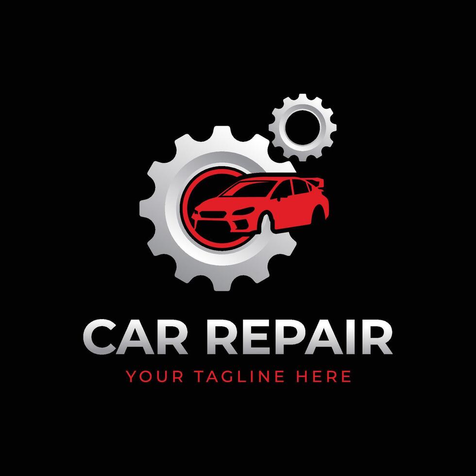 Car repair logo template. Car repairing design. Automobile and gear logotype vector