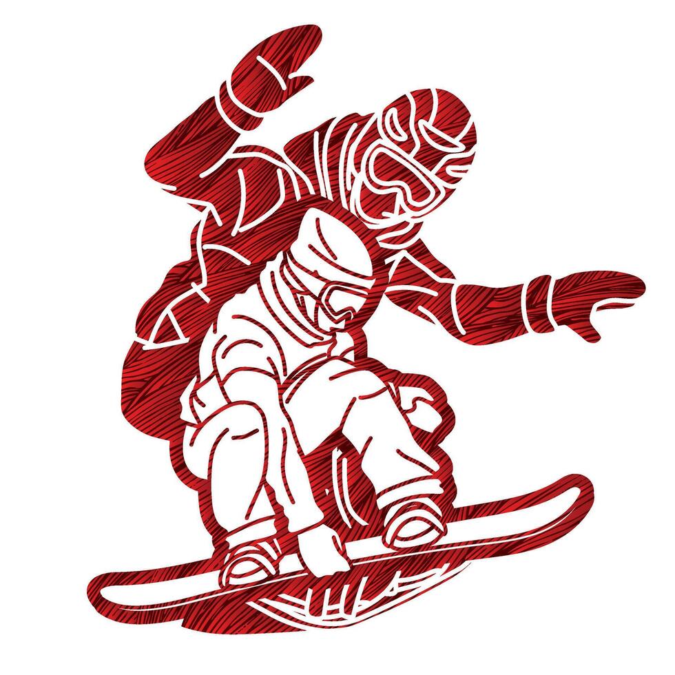 Snowboarder Mix Action Extreme Sport Cartoon Graphic vector
