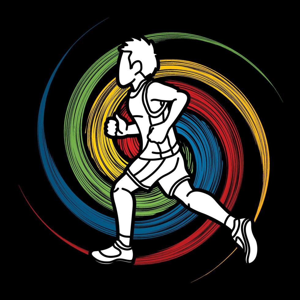 A Boy Running Cartoon Sport Graphic vector