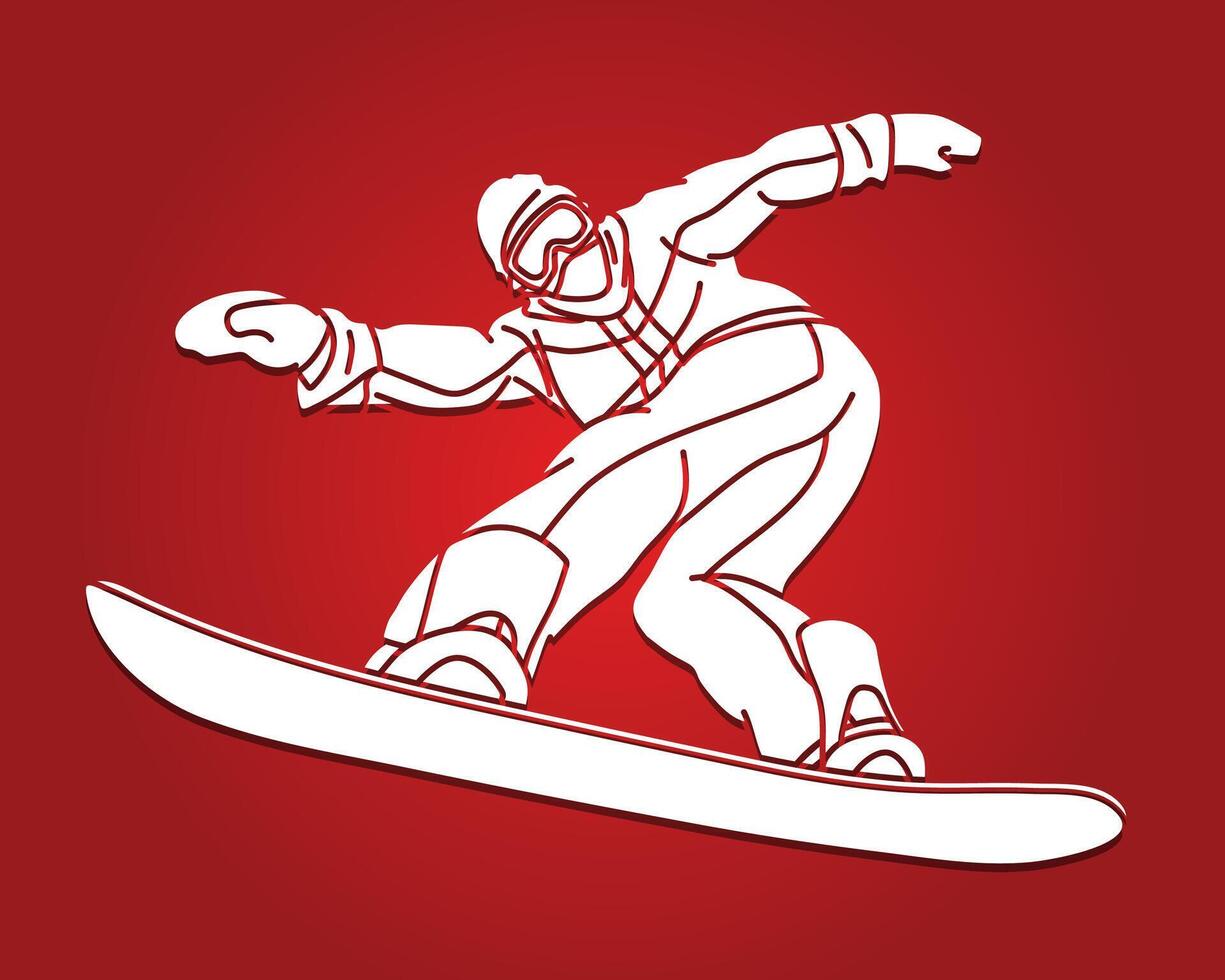 Silhouette Snowboard Sport Snowboarder Action Cartoon Graphic vector
