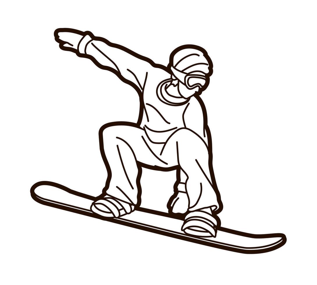 Snowboard Sport Snowboarder Action Cartoon Graphic vector