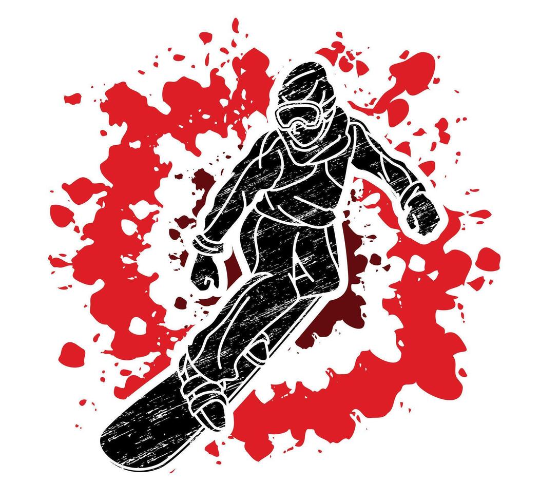 Snowboard Player Action Cartoon Sport Graphic vector