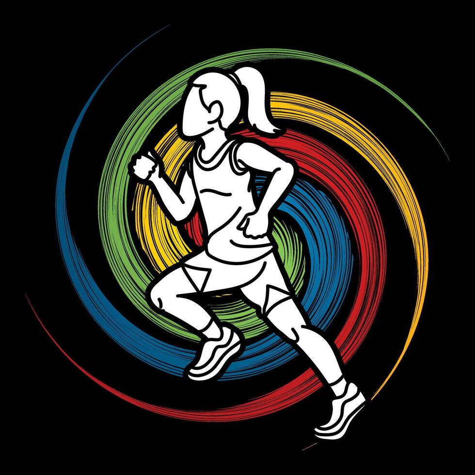 A Girl Running A Child Run Action vector