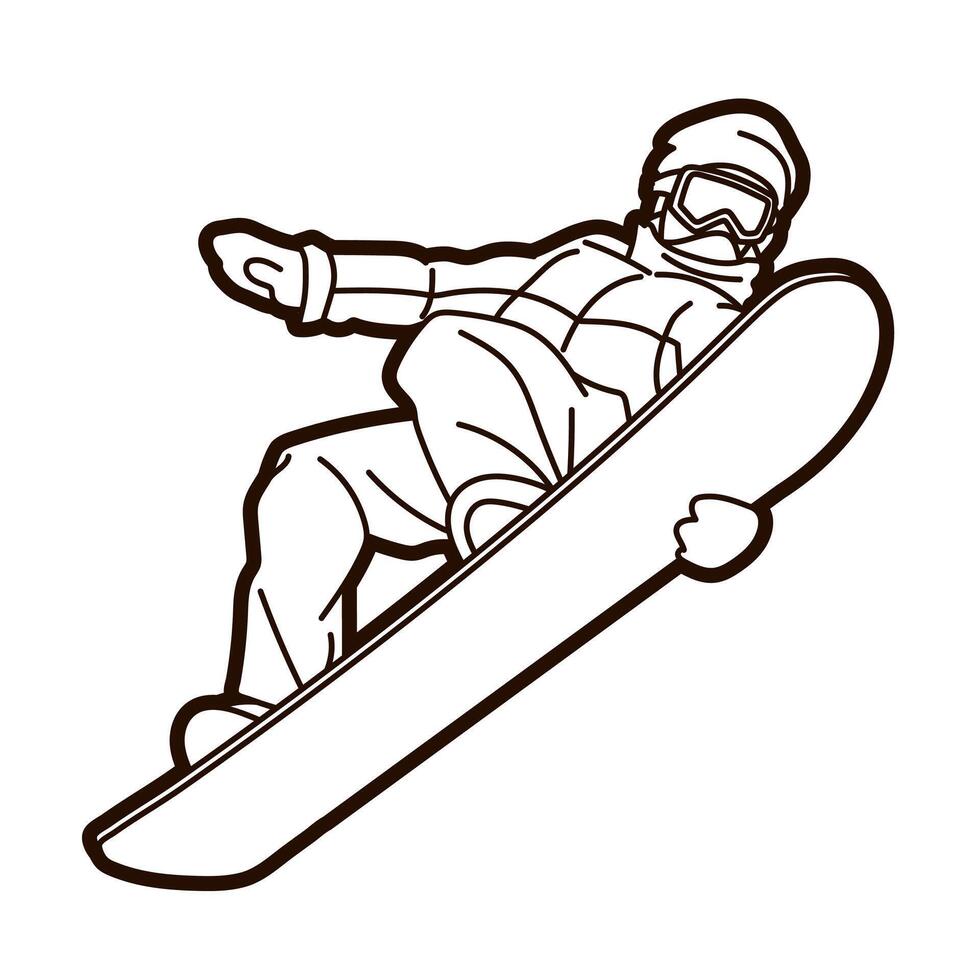 Outline Snowboard Sport Snowboarder Action vector