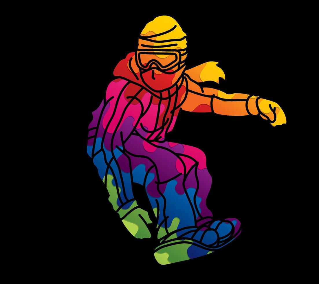 Graffiti Snowboarder Action Snowboard Player vector