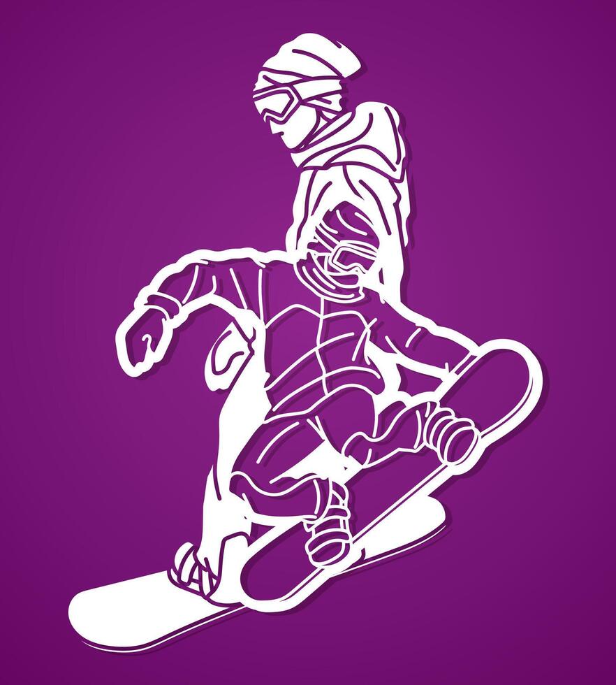 Snowboarder Mix Action Snowboard Sport Player Cartoon Graphic vector