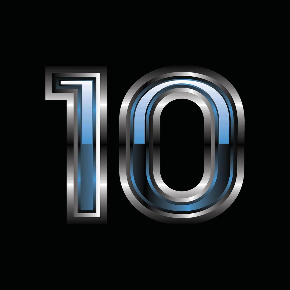 Number 10 Metallic Geometric Simple Creative Design Icon Template Logo vector