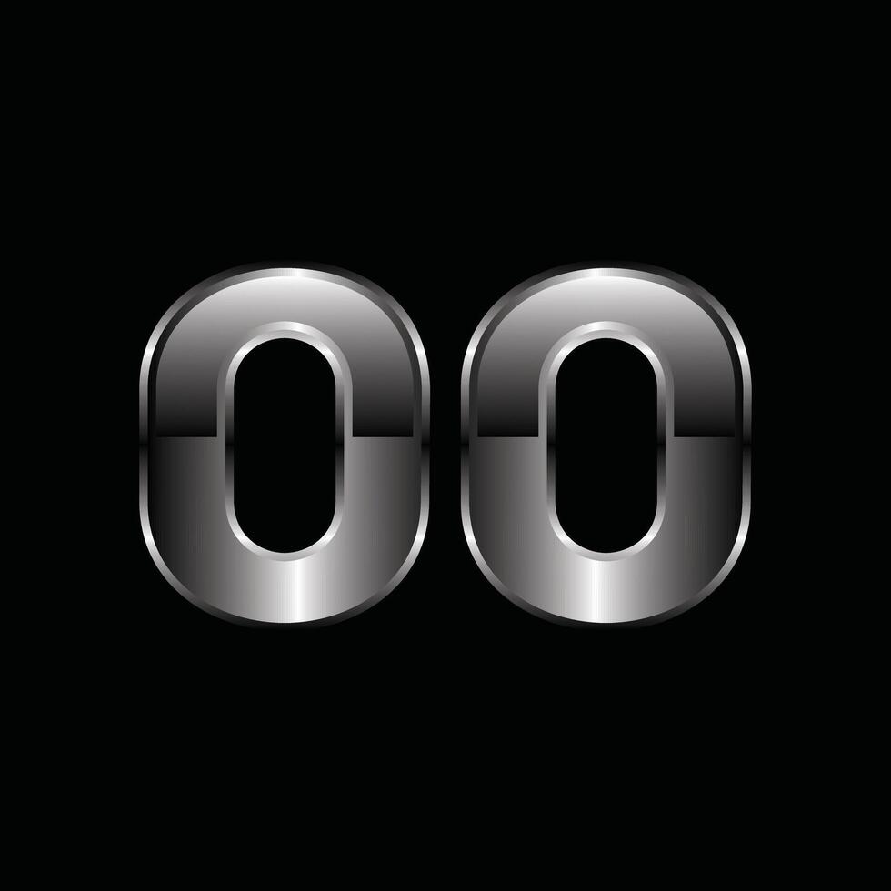 Number 00 Silver Metallic Digital Creative Business Icon Design Template Logo vector