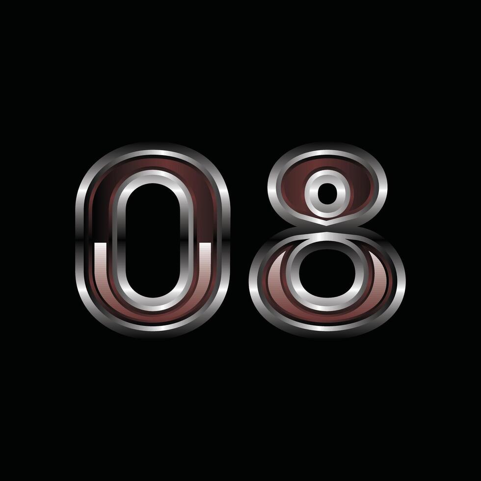 Modern Metallic Number 08 Geometric Digital Business Creative Design Template Logo vector