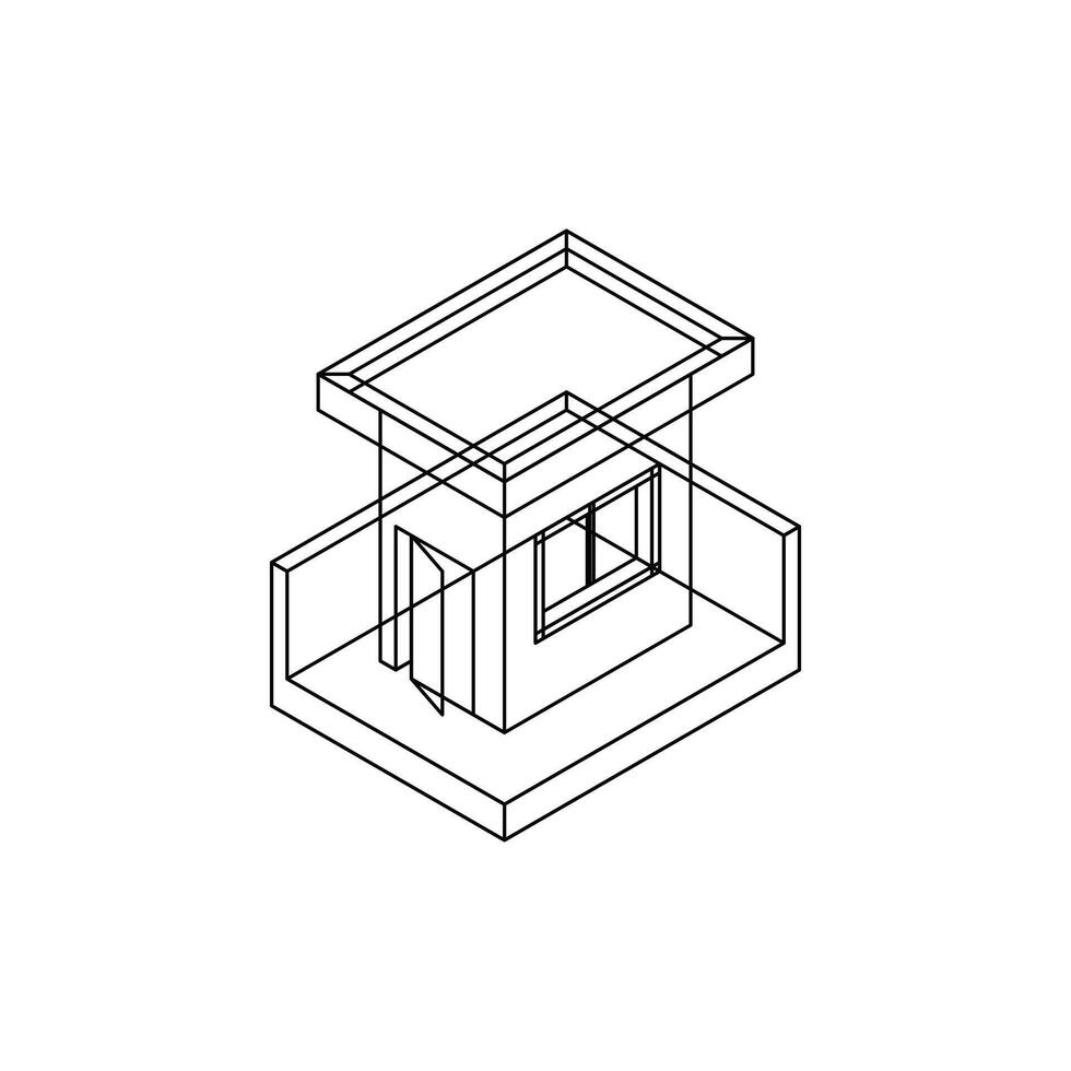 Building Isometric Line Art Modern Architecture Business Creative Design Logo vector