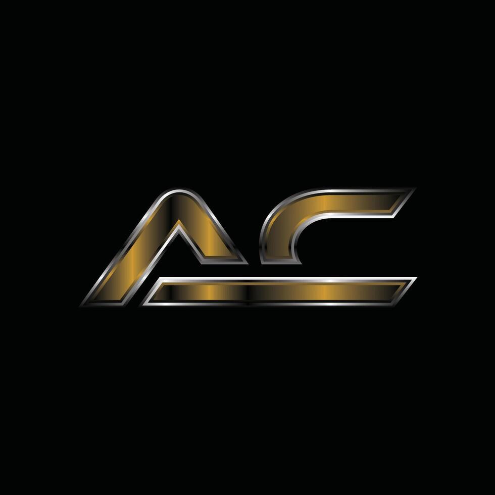 Metallic Initial AC Modern Geometric Business Icon Creative Design Logo vector