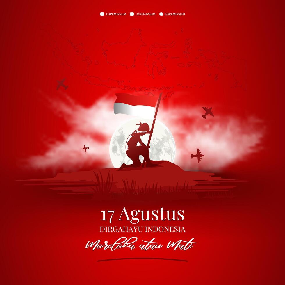 Anniversary Independence Day of the Republic of Indonesia. Illustration Banner Template Design vector