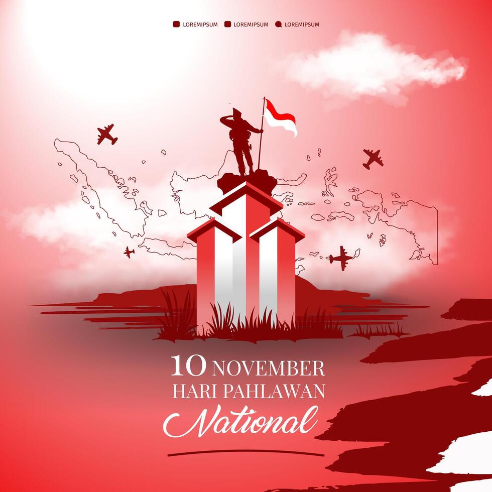 Happy Indonesian National Heroes Day. Illustration Banner and poster template vector