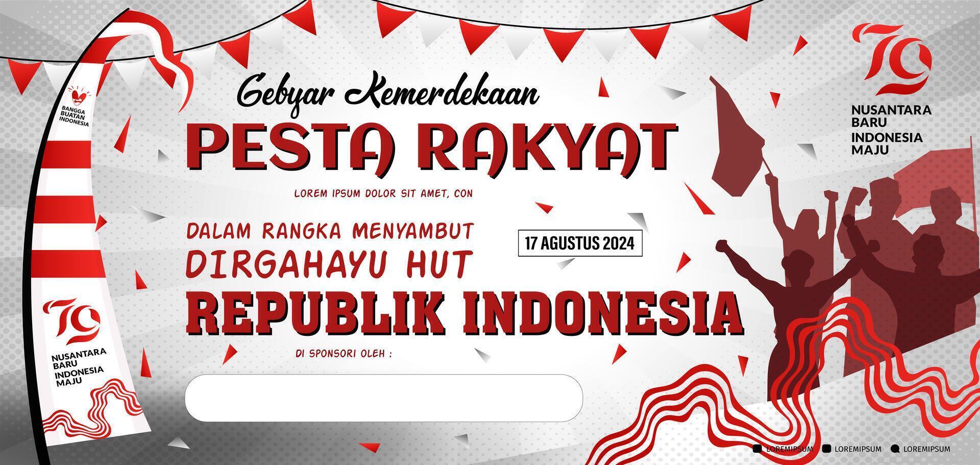 79 years, Indonesian independence day, the people's Party. Illustration banner, poster template Design vector
