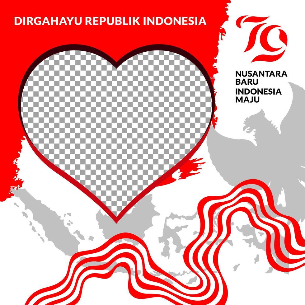 79 years, Indonesia independence day twibbon social media post concept template design. vector