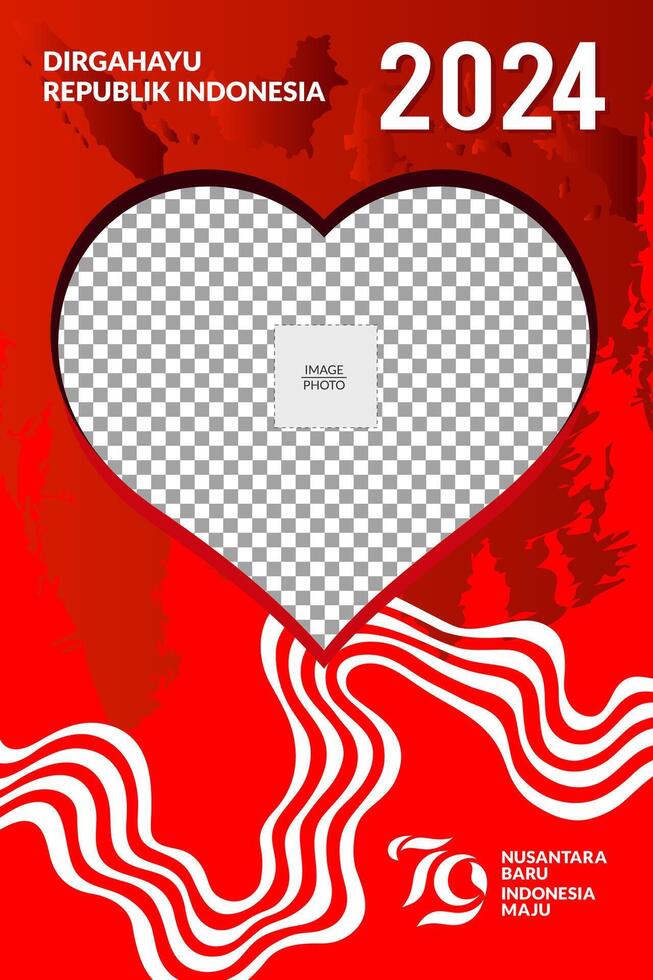 79 years, Indonesia independence day twibbon social media post concept template design. vector