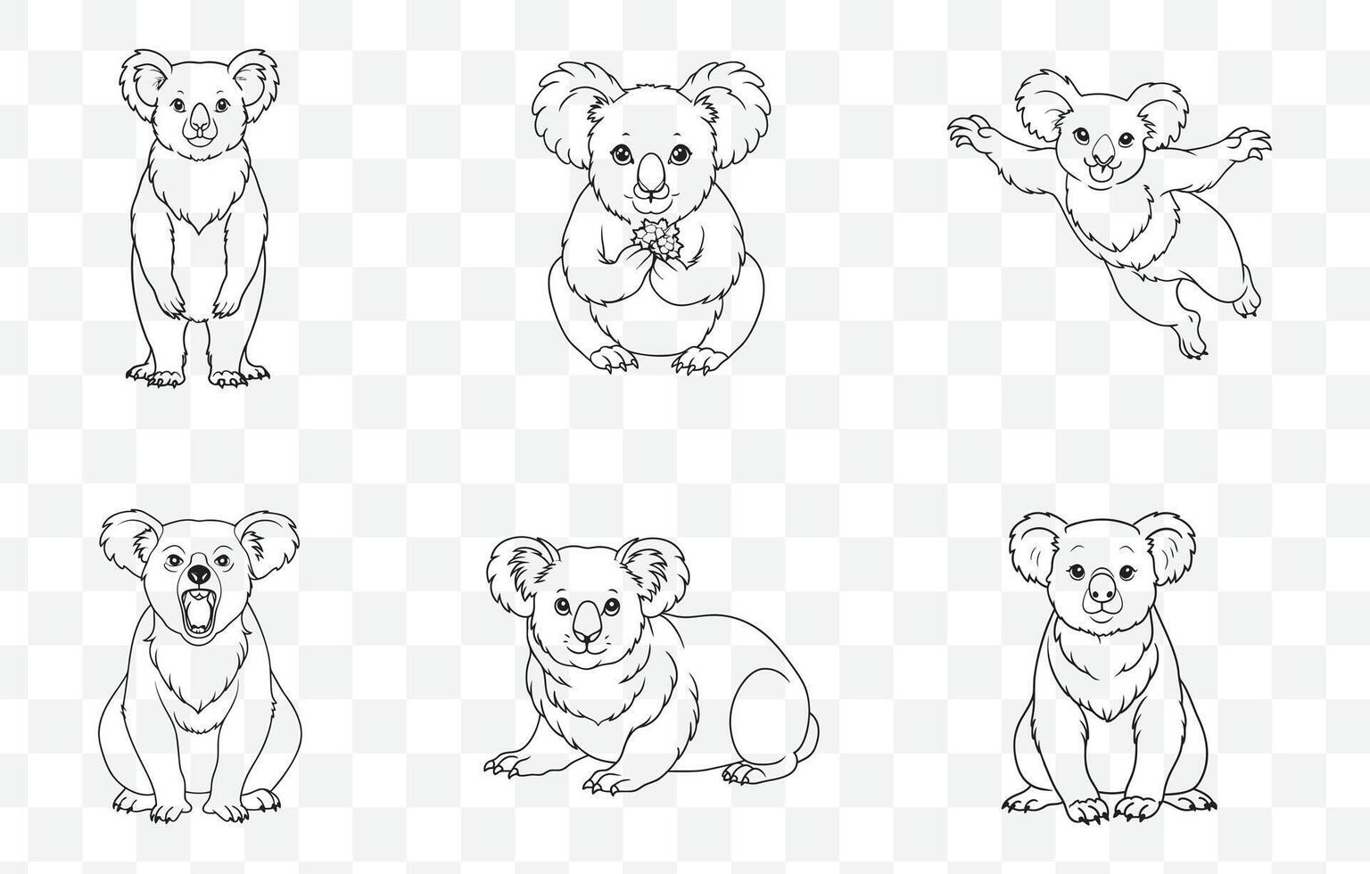 Print Elegant and Artistic Koala Line Art Set for Creative Projects and Design Needs vector
