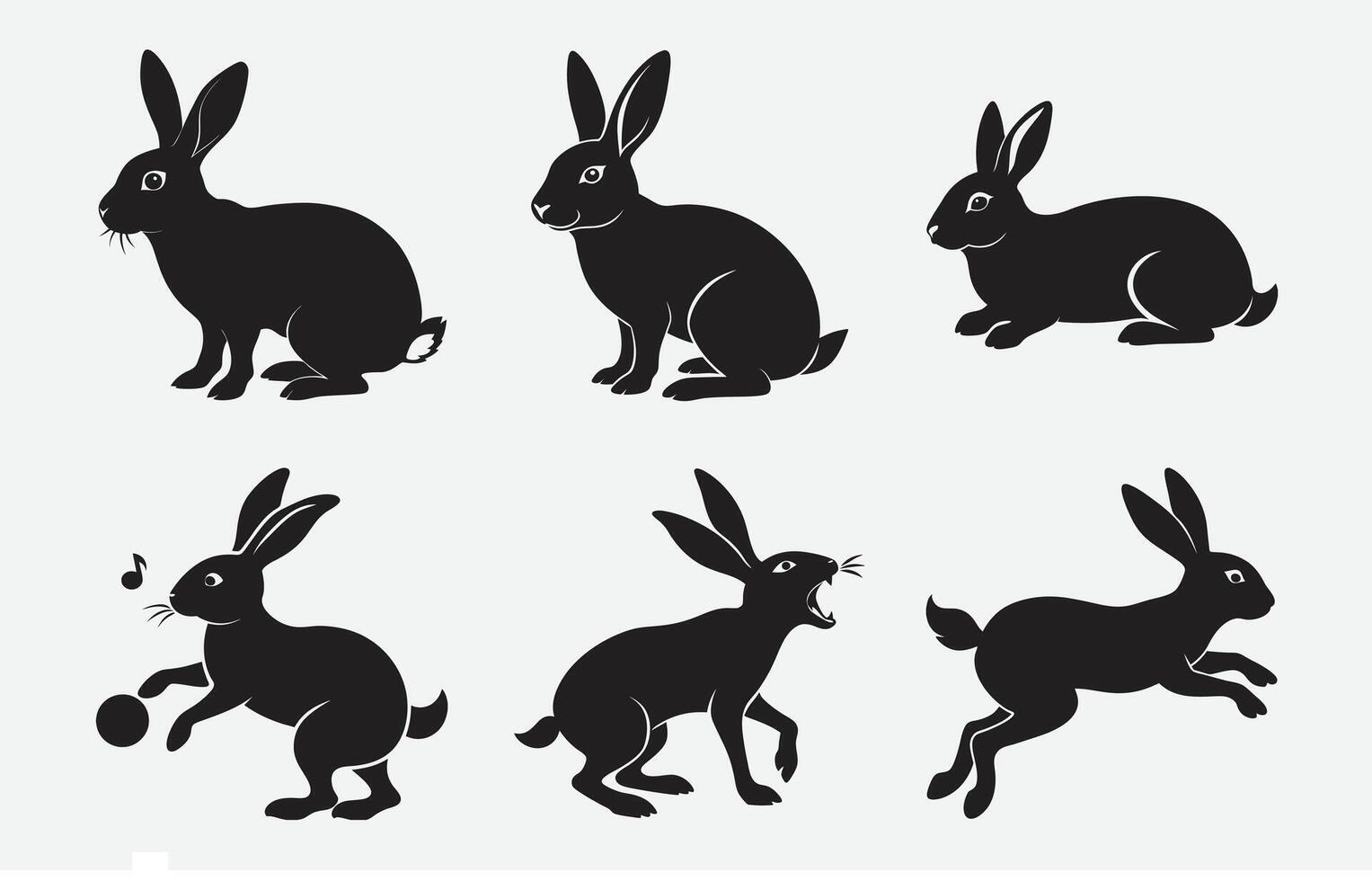 Print Ultimate Rabbit Silhouette Set, Perfect for Graphic Design, Crafts, and More vector