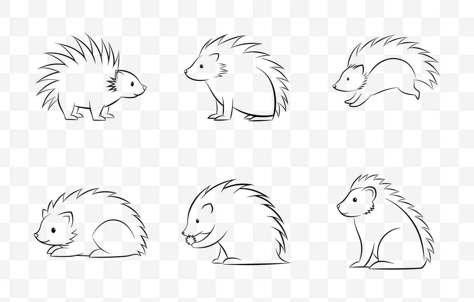 Print Ultimate Porcupine Line Art Set, Stunning Designs for Creative Projects vector