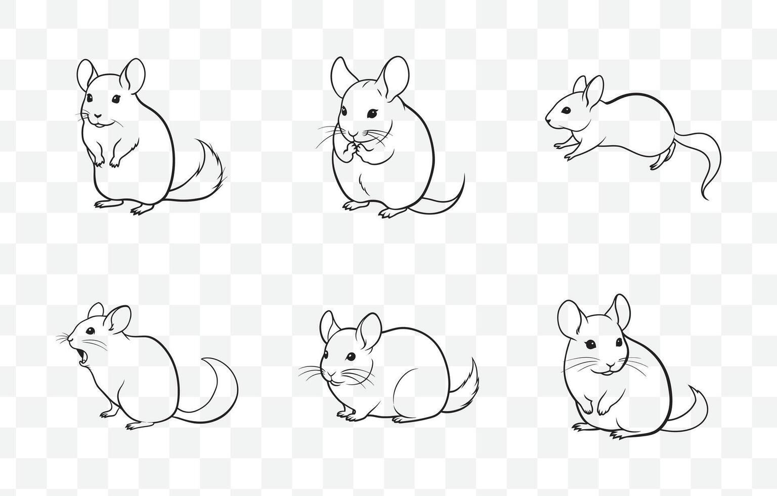 Print Chinchillas Line Art Set for Creative Projects and Graphic Design vector