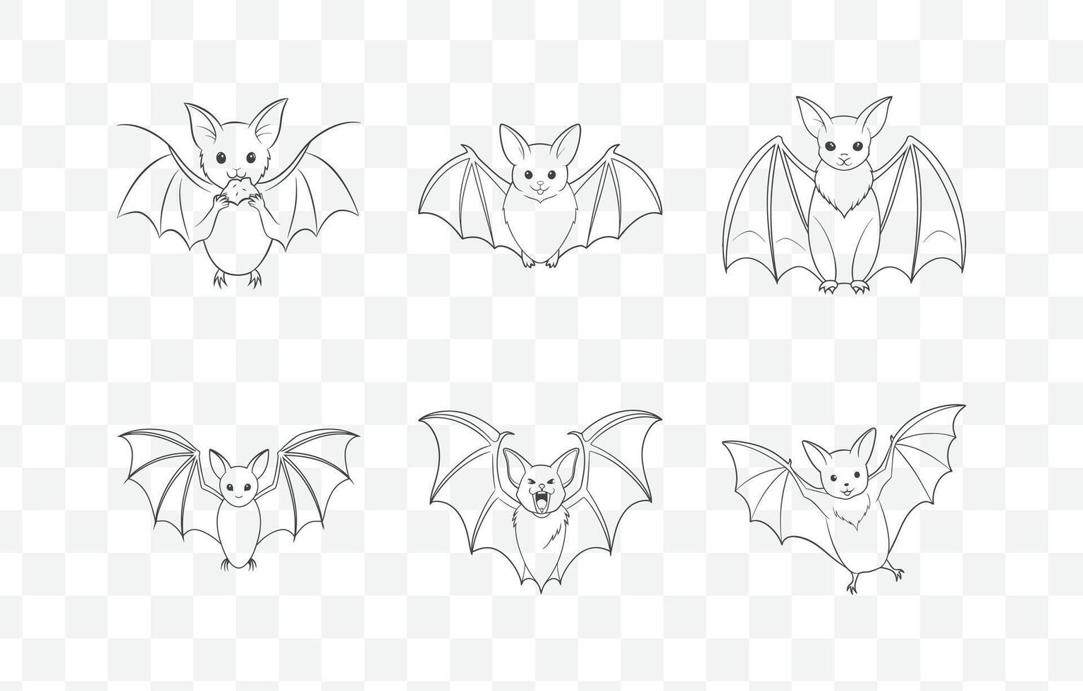 Print Ultimate Collection of Bat Line Art Set for Creative Projects and Design Needs vector