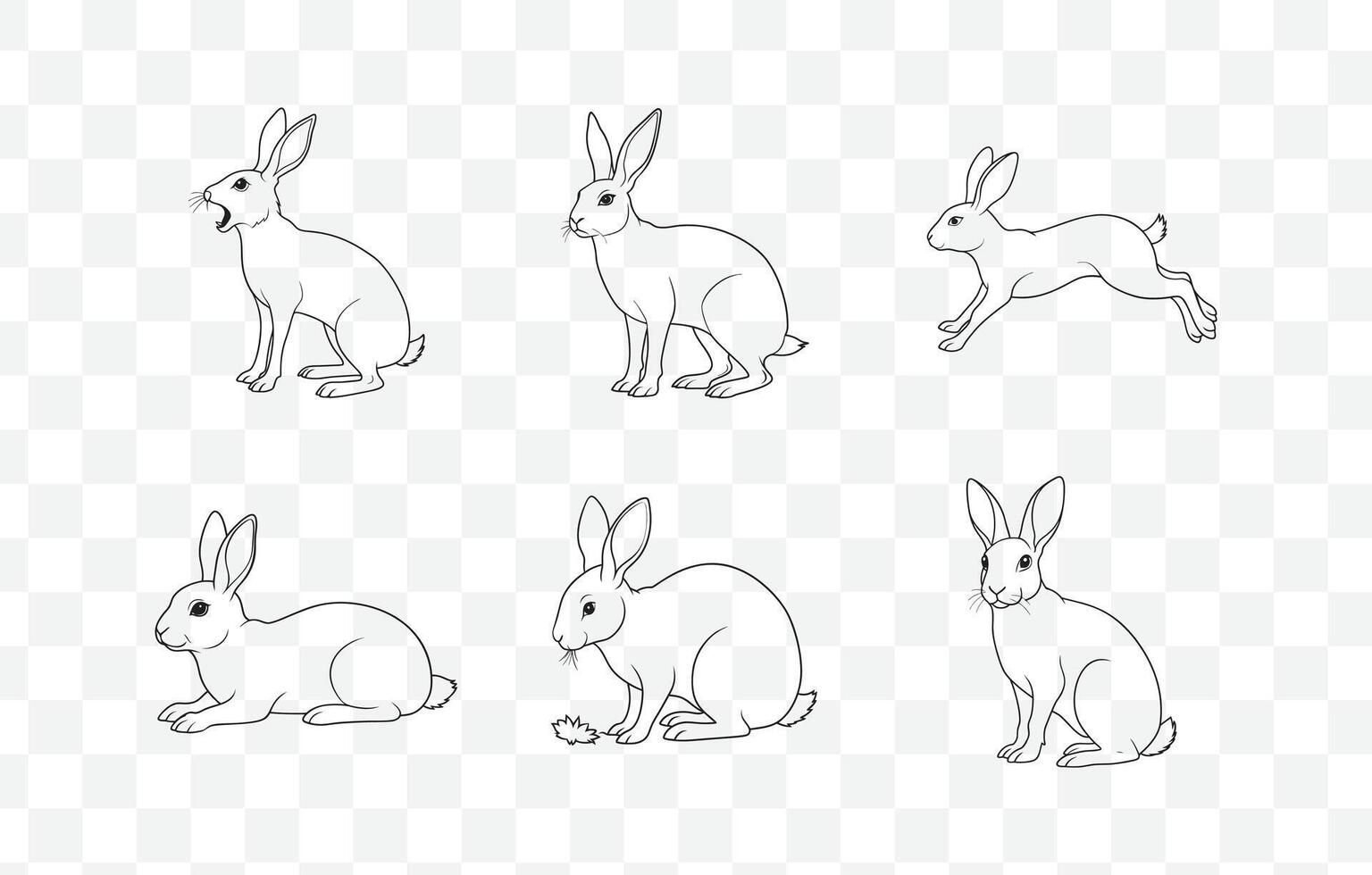 Print Ultimate Hare Line Art Set, Premium High-Quality Illustrations vector